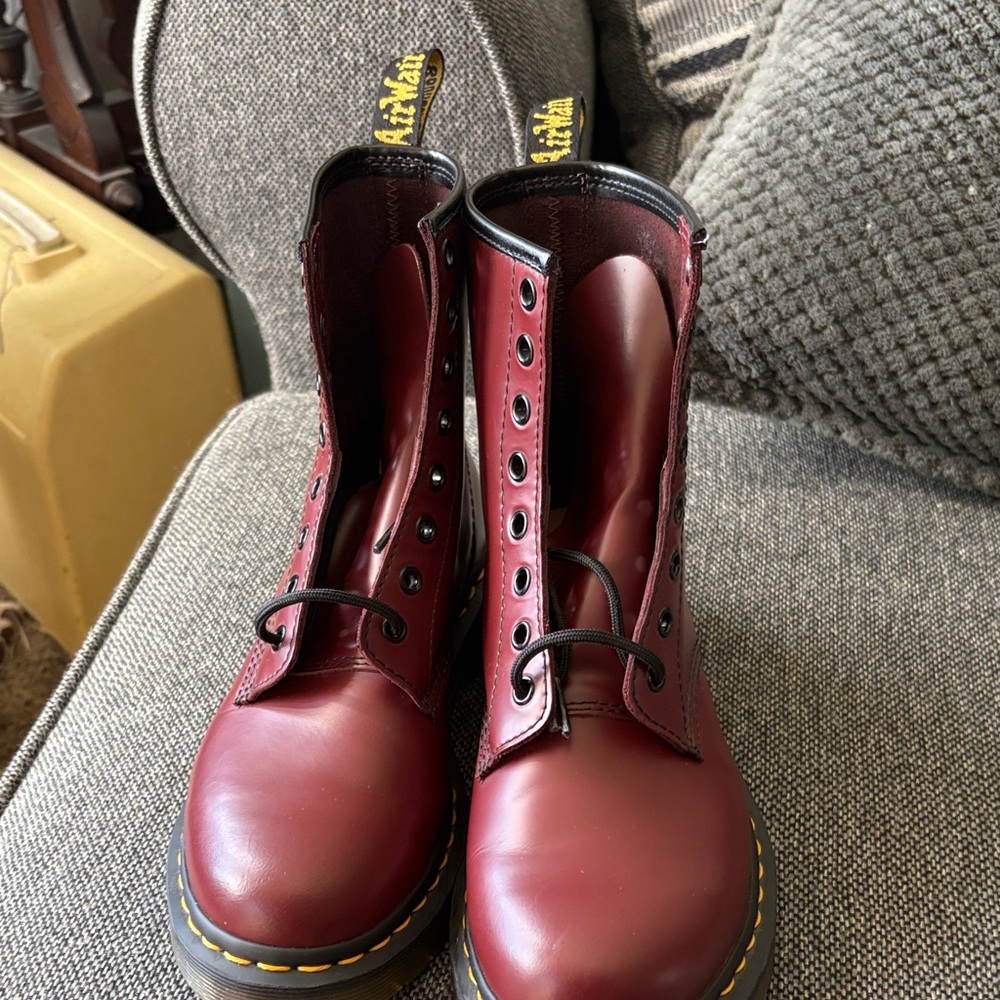 Dr. Martens Men's Cherry Red Lace-Up Boots